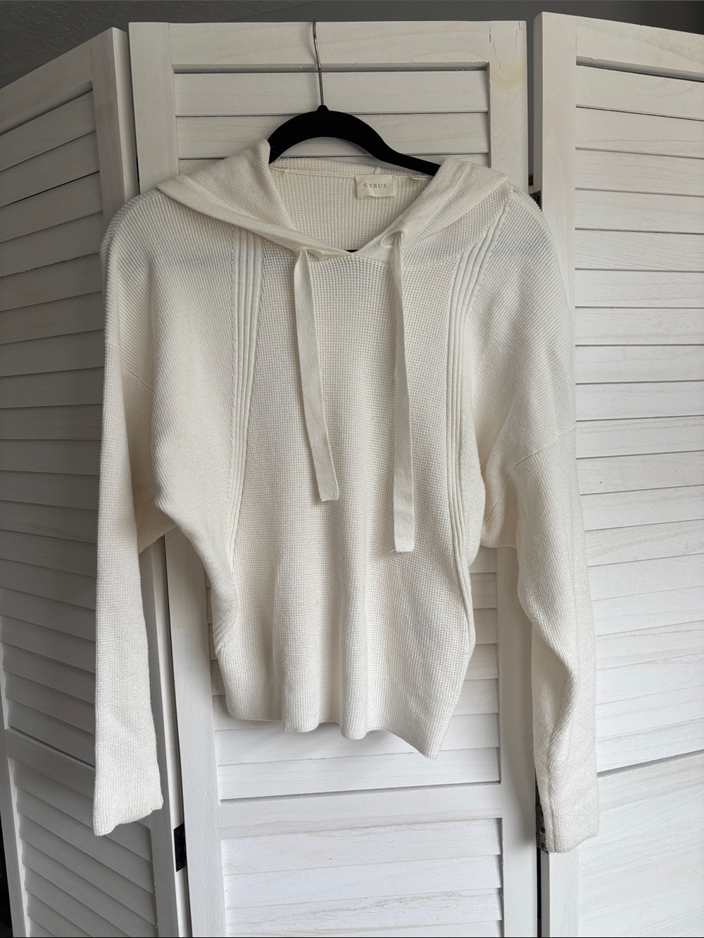 Cyrus Cream Hooded Batwing Knit Sweater